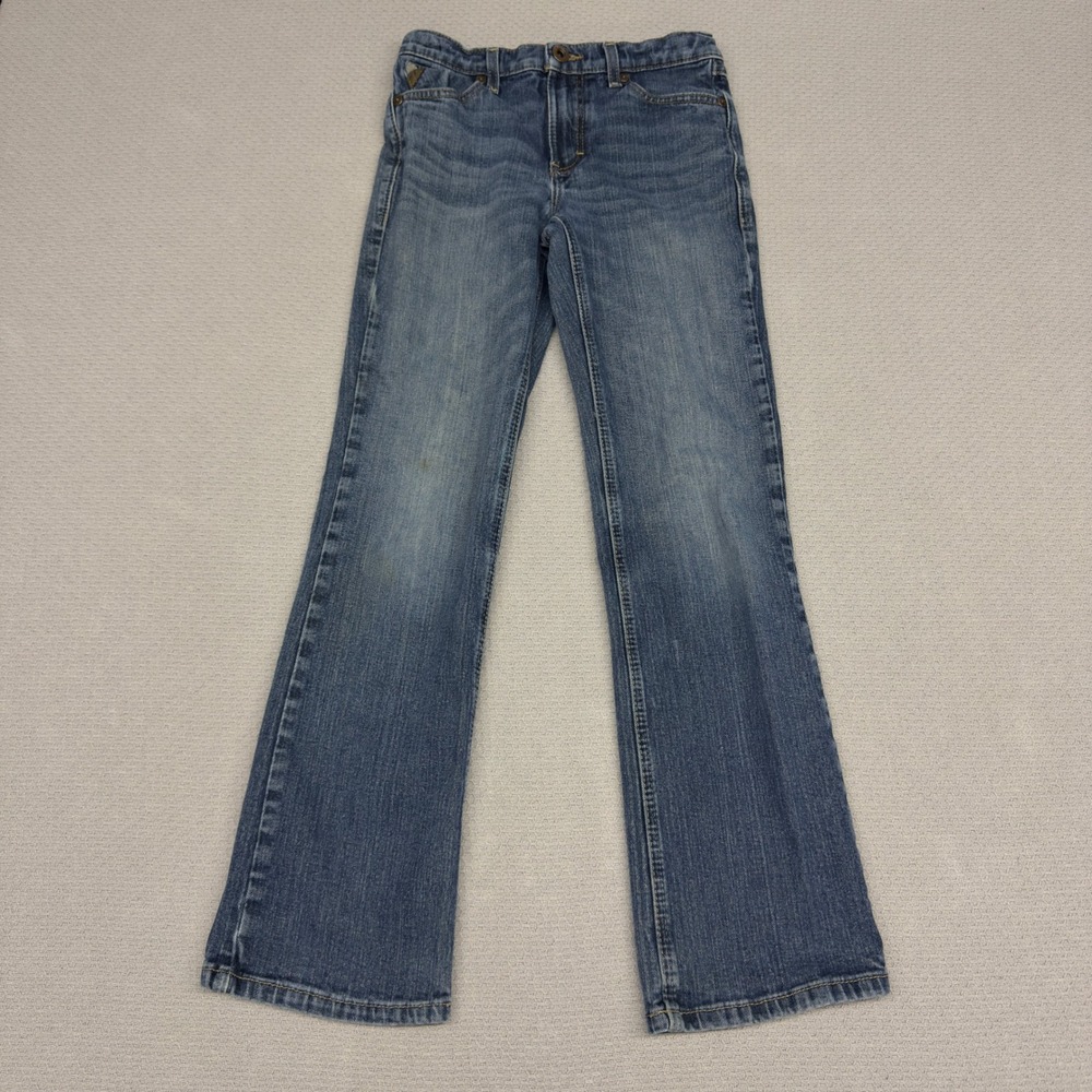 Ariat Denim B4 Relaxed Jeans Girls Size 14 Medium Wash Blue Bootcut Adjustable